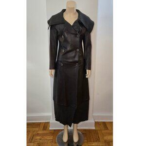 Opifex Asymmetrical Leather & Wool Maxi Coat – Fits Like Small Rare avant-garde